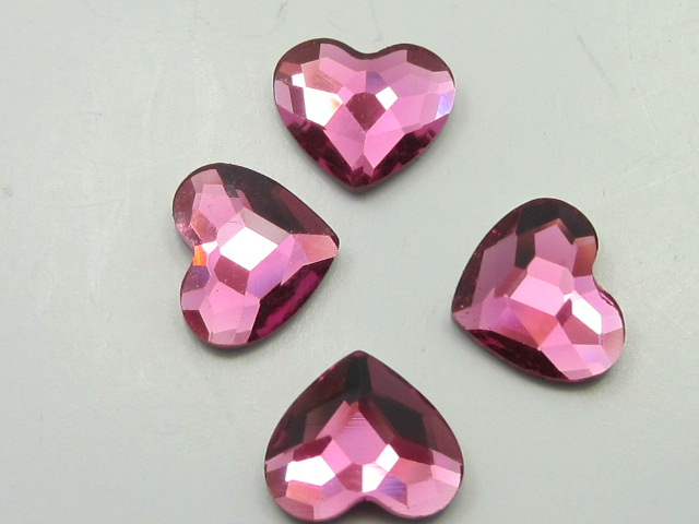 12pcs. HEART 3.6mm FUCHSIA FLATBACK European Rhinestones